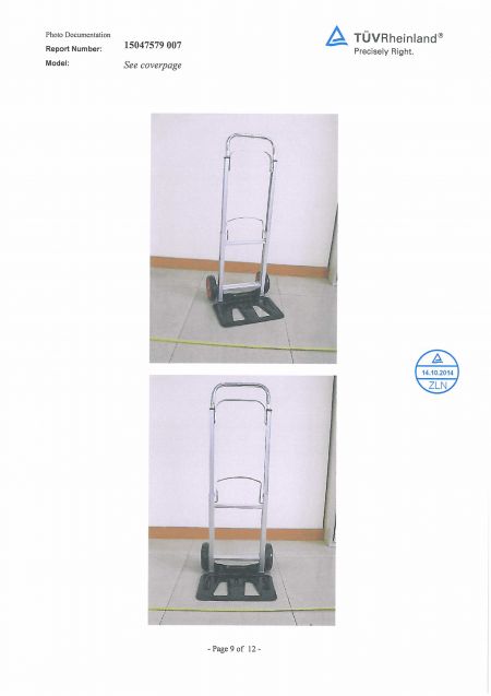 Handwagen GS-Mark Prüfbericht